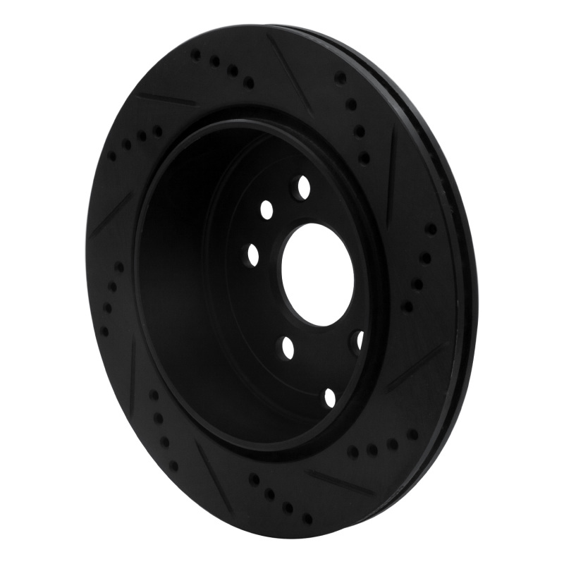 Land Rover LR2 Brake Rotor (1) - Rear Left - R1 Concepts - Drilled & Slotted - Black - `08-`12